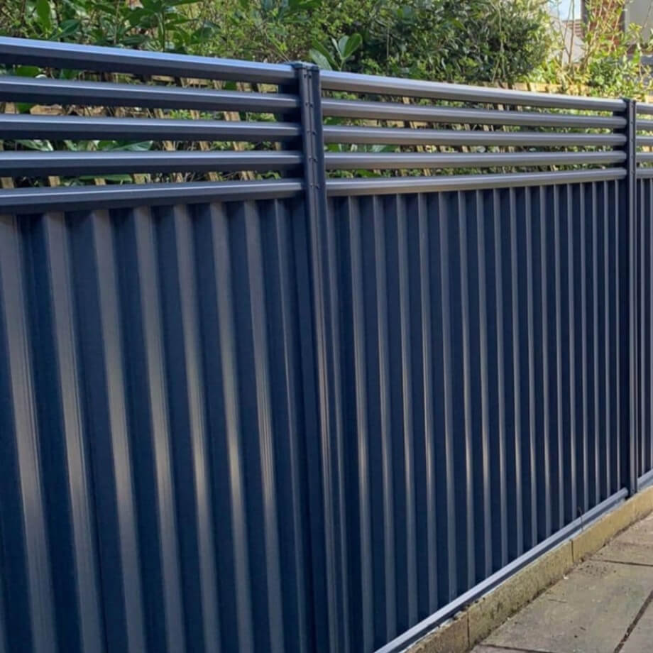 Blue Flat Cap Contemporary Fence
