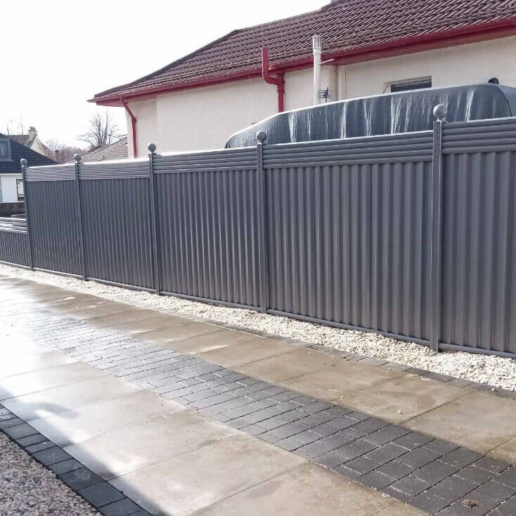 Grey Bespoke Contemporary Fence with Trellis