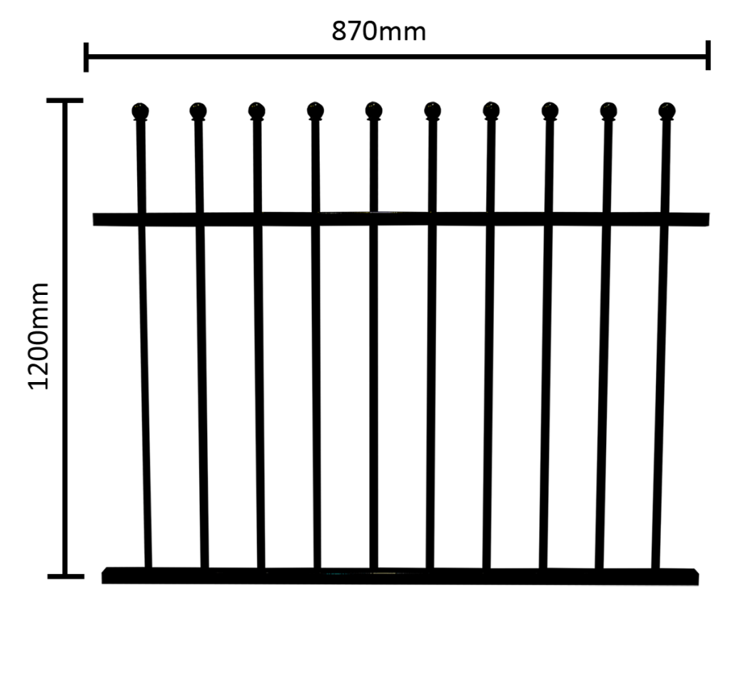 4ft Black ColourRail Gate with Ball Top | ColourFence