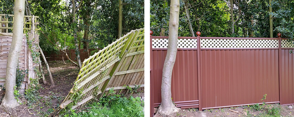 wind and rain storm damage to fence 