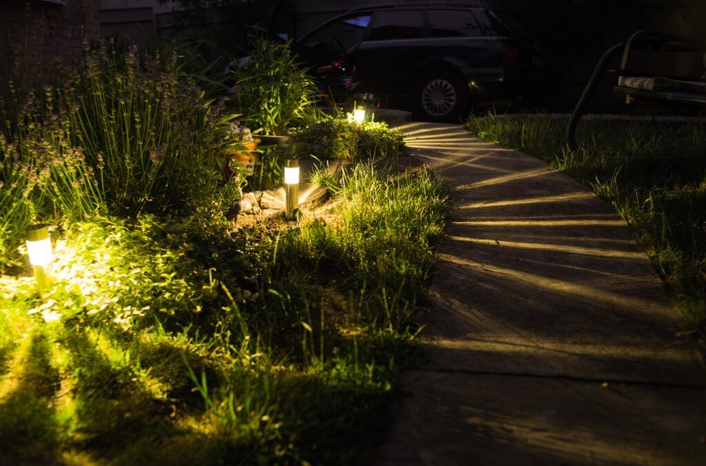 pretty garden lighting on path