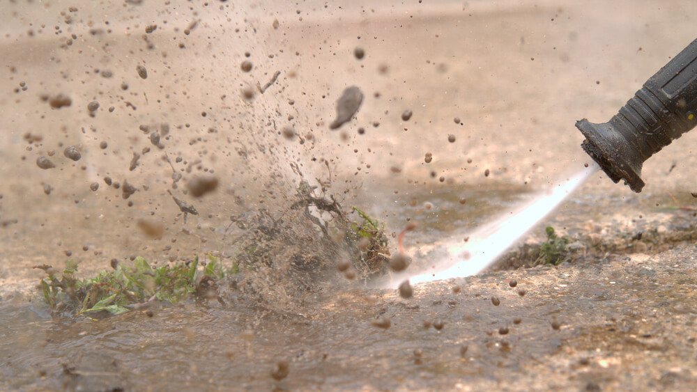 jet washing weeds