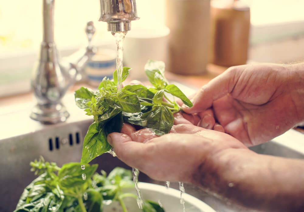 Washing herbs