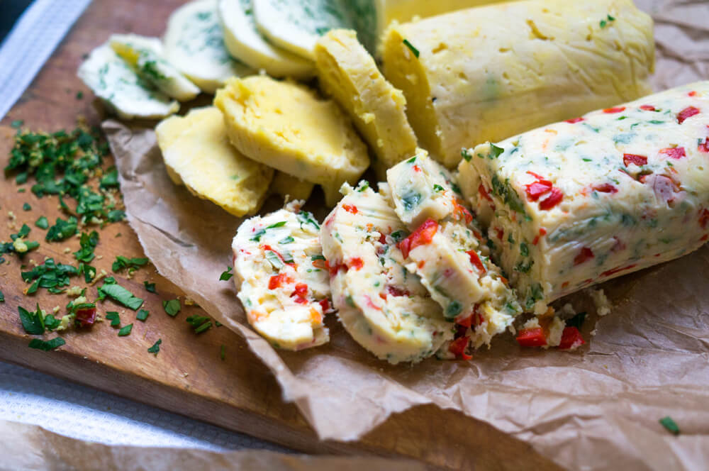 Block of butter with herbs